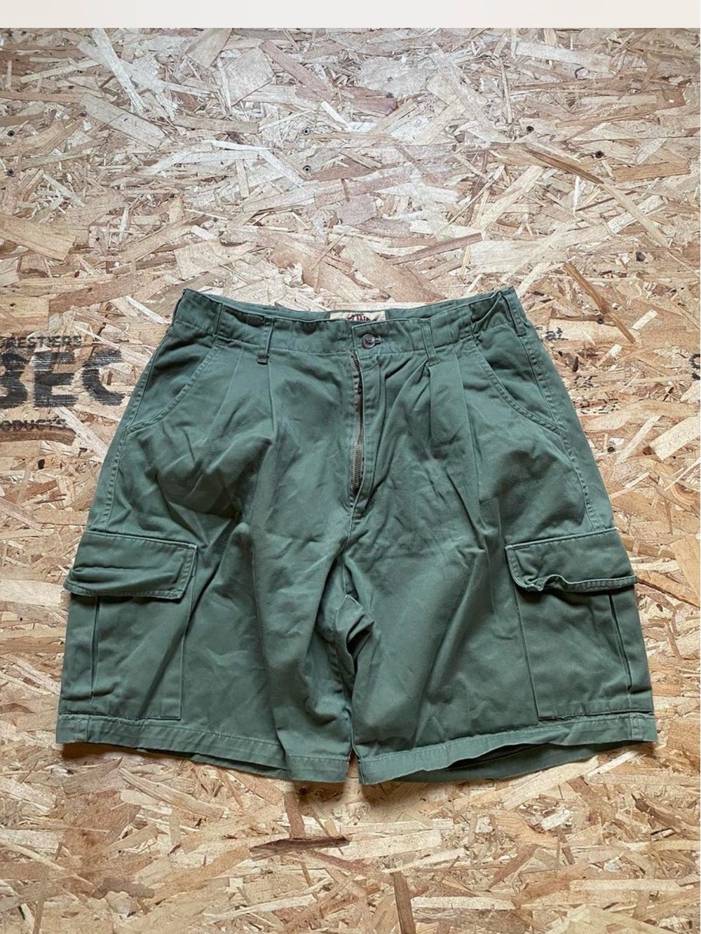 Stone Vintage Military Green Cargo Shorts